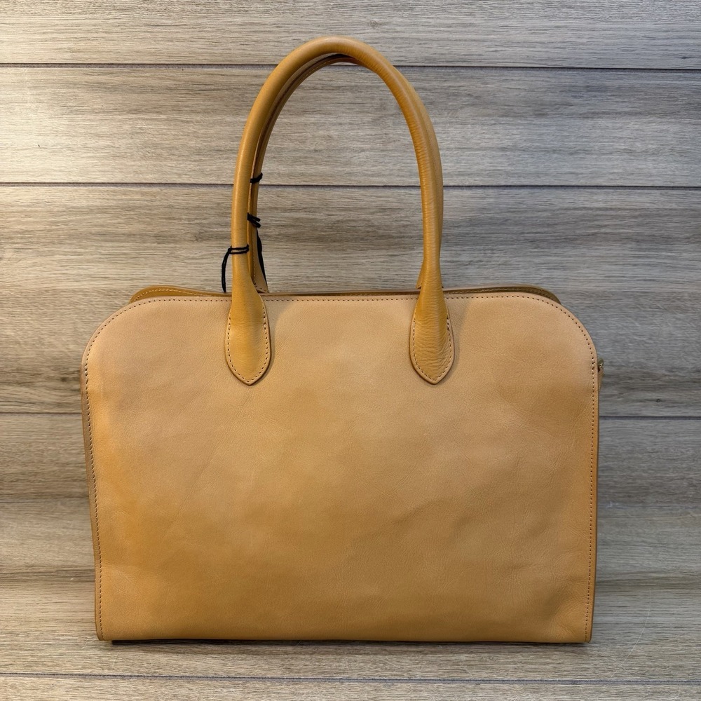 CLAUDIA FIRENZE Italian Genuine Smooth Leather Tan Brown Satchel Shoulder Bag